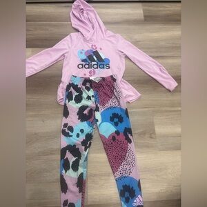 Adidas Light Pink Hoodie with Patterned Leggings